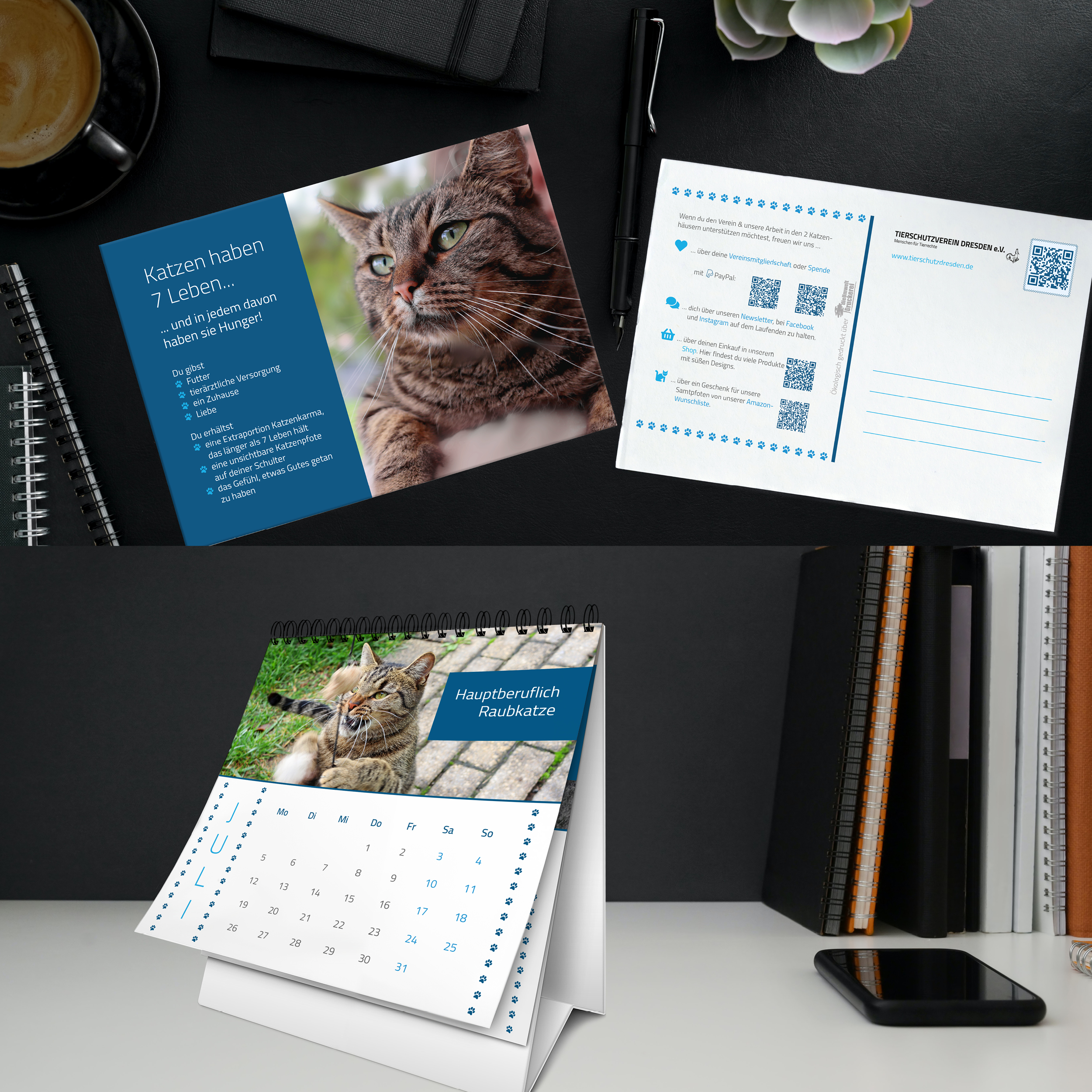 Visitenkarte und Broschüre eines Farbherstellers